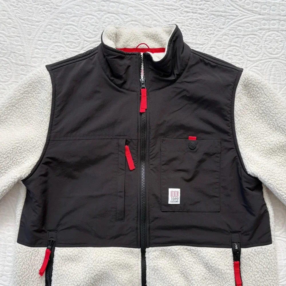 Topo Designs Women's Subalpine Fleece Jacket, Bone White / Black‎
